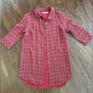 Andersőn Red Plaid Linen Shirt Dress M/L